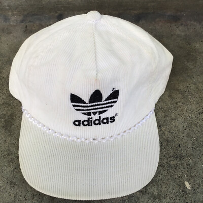 Vintage Adidas Corduroy Zipperback Hat White *Stained* Amapro | eBay