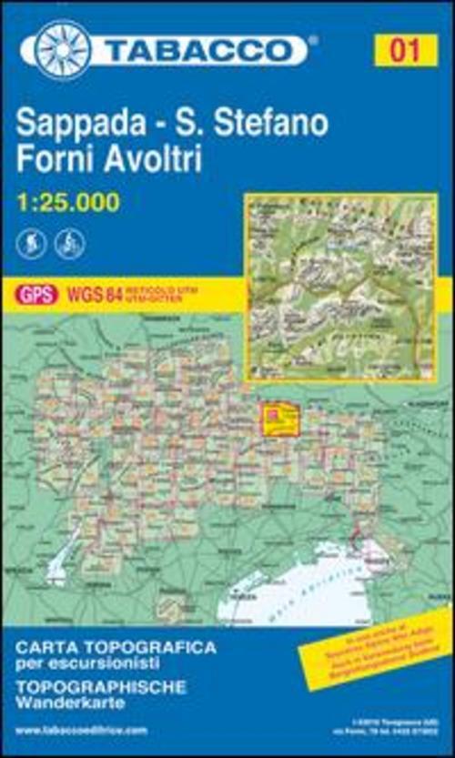 Thumbnail - Tabacco Wandern 1 : 25 000 Sappada - San Stefano - Forni Avoltri,
