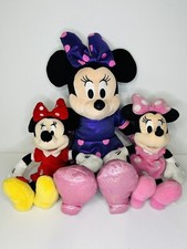Disney Minnie Mouse Plush Lot of 3 Disney Store  Ty Sparkle Red Purple Pink Bow