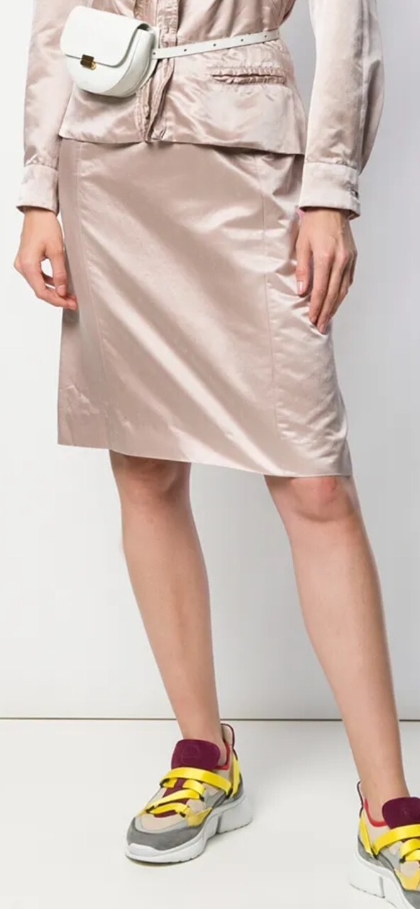 Gonna a matita Yves Saint Laurent YSL Poudre rosa blush cotone seta raso 40F 8US