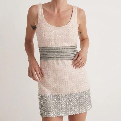 $269 nwt Belle Badgley Mischka Beaded Sequin Embroidered Mini Dress Barbie S 4