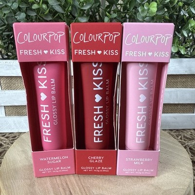 Colourpop Fresh Kiss Peptide Glossy Lip Balm Trio Cherry Watermelon Strawberry