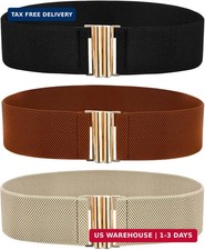 3 Pack Wide Stretch Belt Women Vintage Elastic Dress Waist Belt