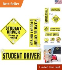 Durable Yellow Student Driver Window Stickers - 3 Pack for Safety Alerts
