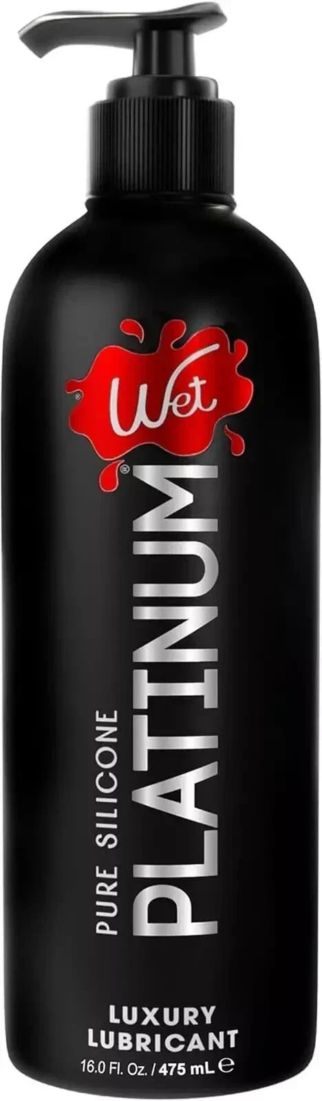 Wet Platinum Silicone Based Lube 16 Oz Bottle, Premium Personal Luxury Lubricant