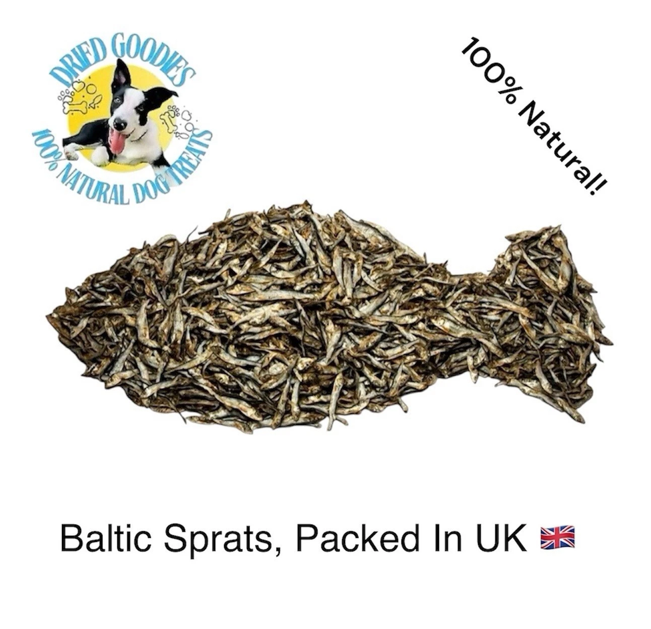 100% Natural-Organic BALTIC SEA Air Dried Fish Sprats Dog & Cat Treat 500g UK