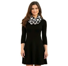 BCX Juniors' Printed Scarf Fit & Flare Sweater Dress Black White XL (1135u6j)