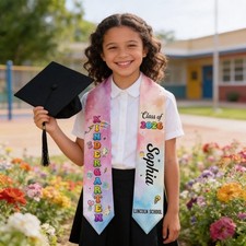 Personalized Kindergarten Graduation Stole, Custom Kids Class of 2026 Sash