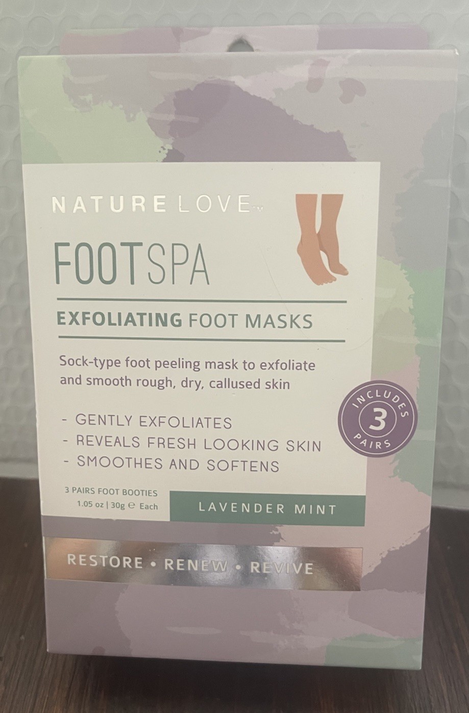 Nature Love Foot Spa Exfoliating Foot Masks  3 Pairs Lavende