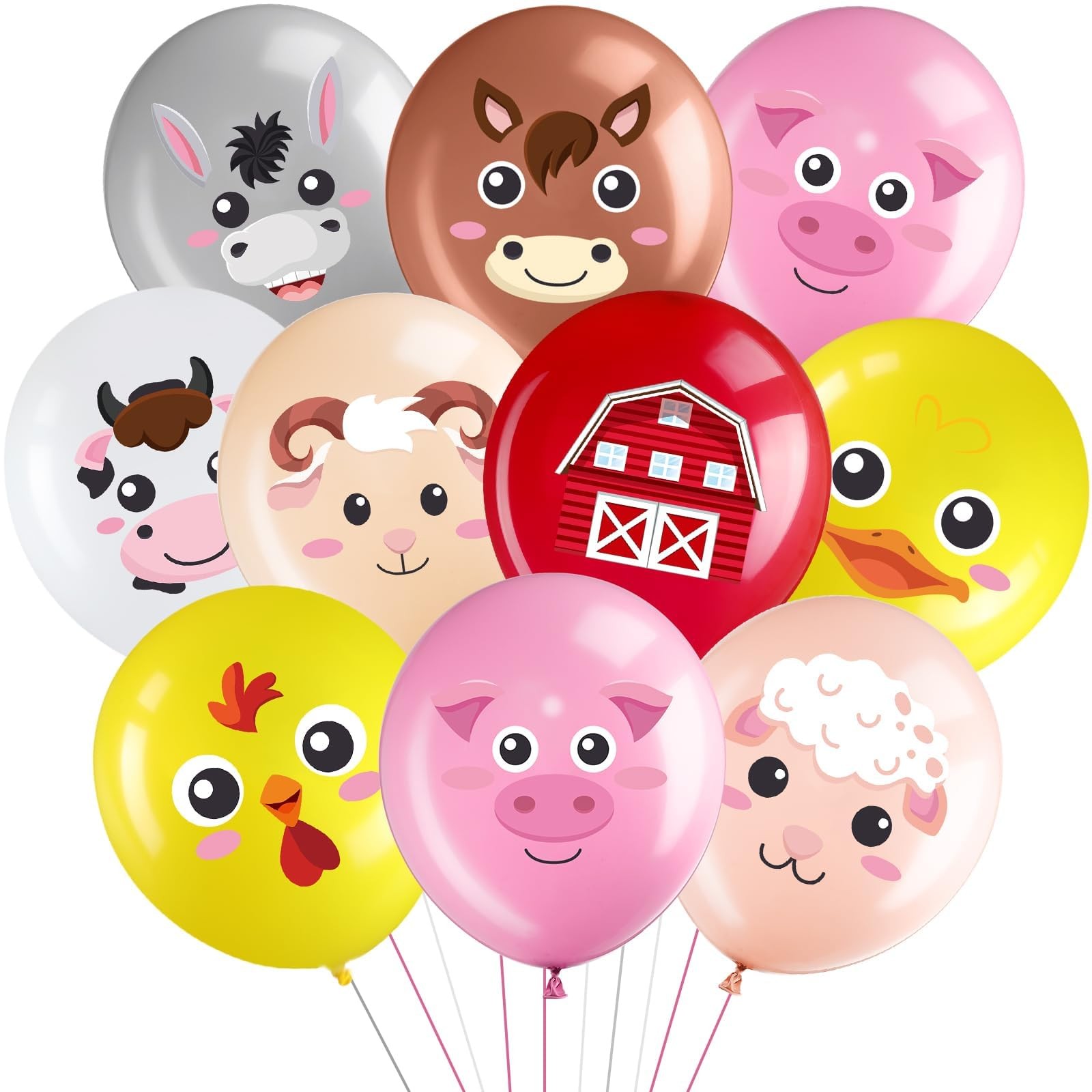 Ballons animaux de ferme en latex pour décoration de fête d'anniversaire enfant - lot de 30 pièces