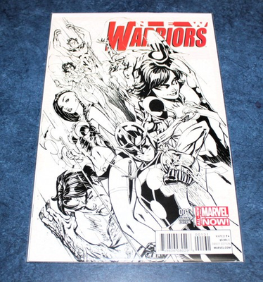 #ad NEW WARRIORS #1 1:100 J Scott Campbell SKETCH Cover MARVEL COMICS 2014 NM NOVA $54.99