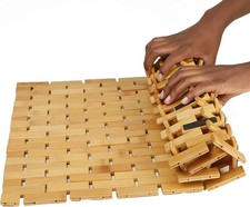 Bamboo Bath Mat ShowerWaterproof Sturdy Bathmat Non Slip Feet Stylish