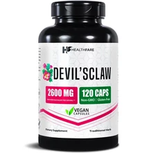 Healthfare Devils Claw 2600mg 120 Caps Supports inflammation Back Joint Pain USA