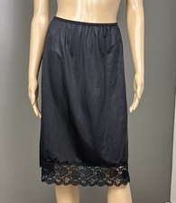 Vintage Stellar Foundations Half Slip Black Size Medium ILGWU Union Wide Lace
