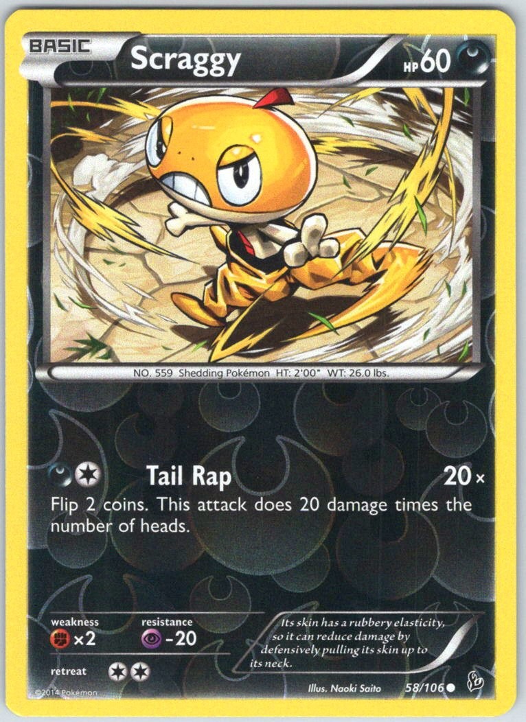 Scraggy 58/106 Common Flashfire Pokemon Reverse Holo NM