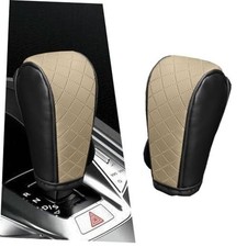 Car Gear Shift Cover, Anti-Slip Leather Shift Knob Cover for Shift Black/Beige