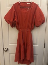 Madewell Women's Seersucker Puff Sleeve Cutout Mini Dress Large