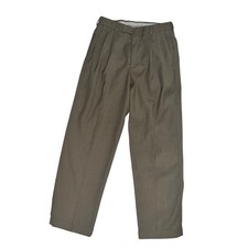Claiborne Mens Size 32x30 Brown Pleated Polyester Dress Pants Business Casual
