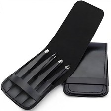 4-Piece Eyebrow Tweezers Eyebrow Clip Hair Beauty Pluckers Stainless Steel Case