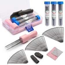 IMZAY 60 Pcs Wool Felting Needles, 3 Sizes Felting Needles with Wooden Handle,