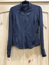 Lululemon Women's Black Track Jacket Full Zip Thumb Holes Lightweight Activewear