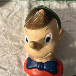 Vintage RONDEC  T 10" Hard Plastic Disney Pinocchio Head With Removable Hat