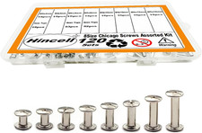 120Sets Chicago Screws Kit, 8 Sizes Screw Rivets Silver Chicago Binding Screws f