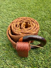 Vintage 70s Handmade in Mexico Custom Brown Leather Braided Belt Buckle