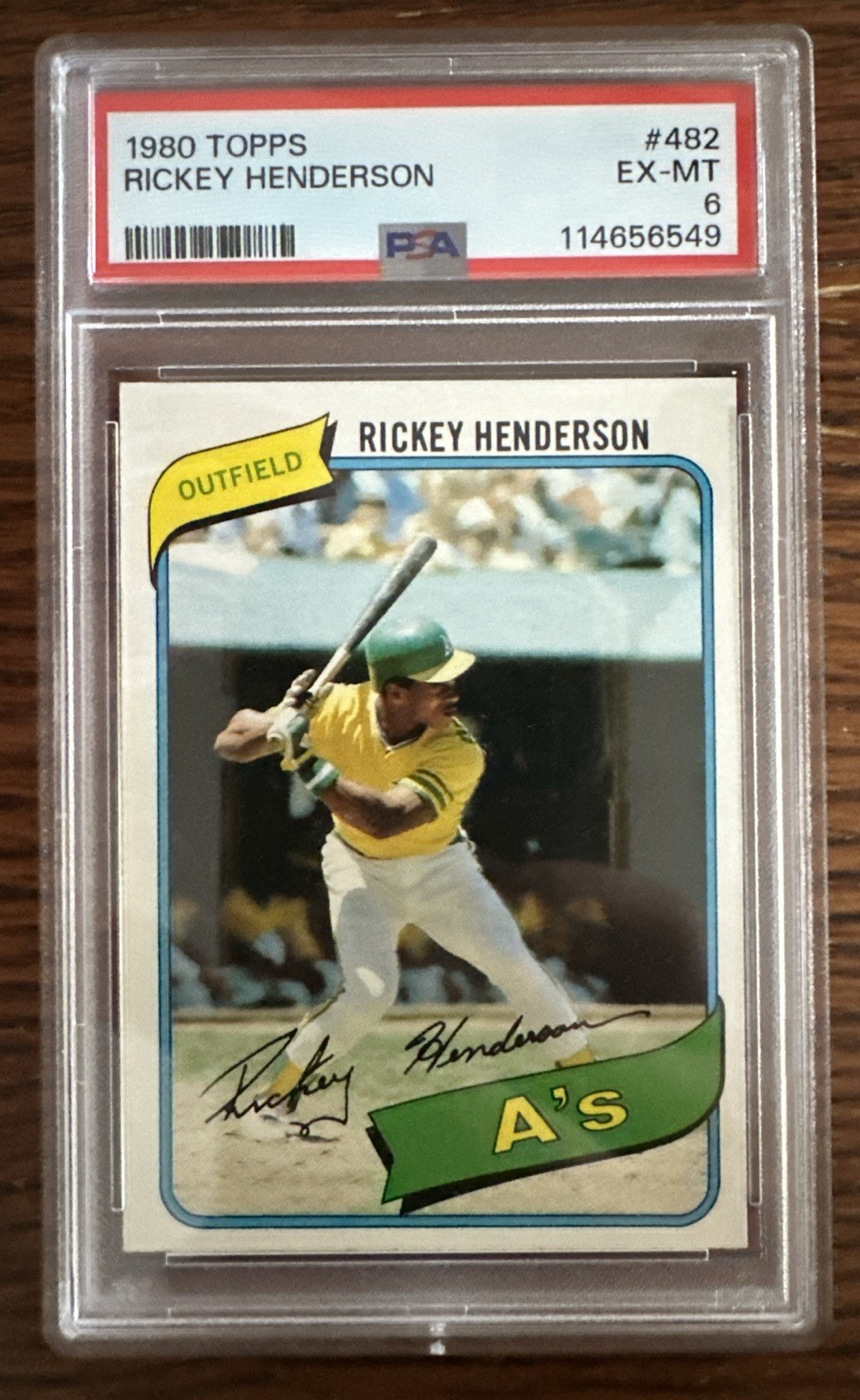1980 TOPPS BASEBALL #482 RICKEY HENDERSON PSA 6 EX-MT