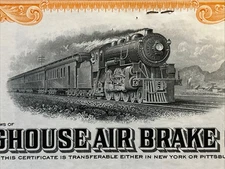VTG Stock Certificate 1950s WESTINGHOUSE AIR BRAKE COMPANY Pittsburgh PA