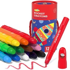 12 Colors Twist Crayons for Toddlers 1-3, Non-Toxic Washable Crayons for Ages...