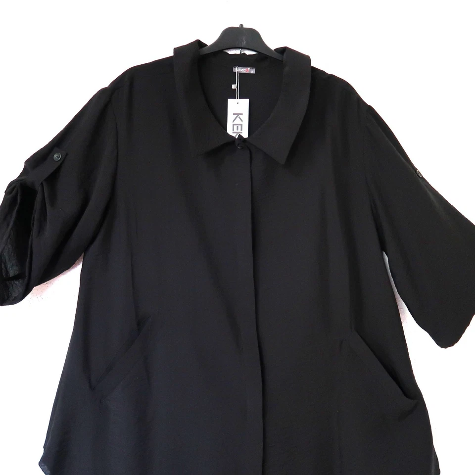 KEKOO new! Lagenlook Long-Bluse Jacke 44-46 (2) Bambus-Viskose Taschen schwarz - Bild 4 von 4
