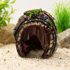 Resin Barrel Cave Aquarium Ornament Fish Tank Hiding Decoration Landscape