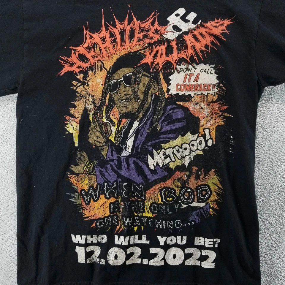 Camisa Metro Boomin Hombre S Negra Héroes y Villanos 2022 Manga Corta Hip Hop Foto 2 de 4