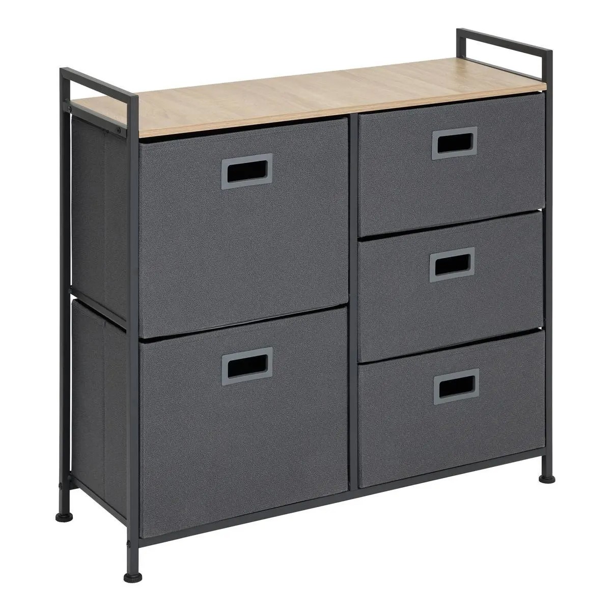 Meuble de Rangement 5 Tiroirs "Tissa" 83cm Gris Foncé