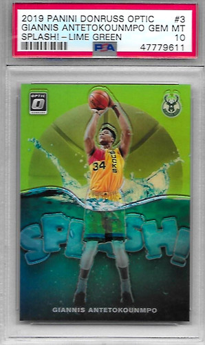 2019 DONRUSS OPTIC SPLASH! #3 GIANNIS ANTETOKOUNMPO LIME GREEN PRIZM /149 PSA 10