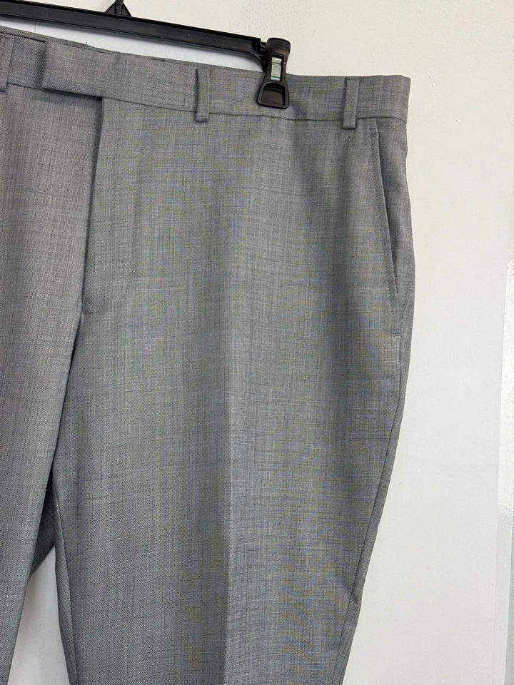 NEW Kenneth Cole Mens 40X30 Precision Fit Dress Pants Grey Wool Blend Flat Front - Image 2 of 4
