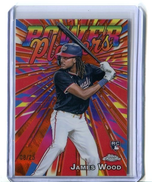 2025 Topps Chrome James Wood Power Players Orange Refractor RC 08/25 Nationals