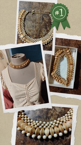 Unique Handmade Wooden Ethnic Choker Style Vintage Necklace