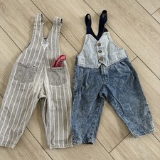Vintage OshKosh Bgosh Jean Stripe Toddler Overalls Bundle 2T/3T USA Lot Vestback