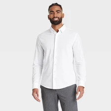 Men's Long Sleeve Button-Down Casual Shirt - Goodfellow & Co True White