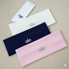 3Pack Non-Slip Soft Stretchy Alo Yoga Headbands Hair Bands -White+Pink+Black NWT