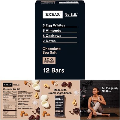 Chocolate Sea Salt Protein Bars Snack - 22oz Box, 12 Count - Premium