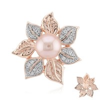 Cavill Silberbrosche 925 RoséVergoldet Purpur Ming Perlen 0,20Ct Zirkonia