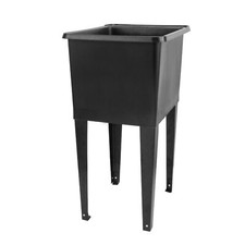 TEHILA SPACE SAVER 16 Gallon Black Utility Sink with Black Steel Legs - 8502