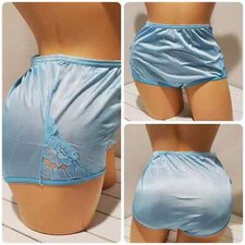 Vanity Fair Nouveau Panty Shiny Nylon Wide Gusset Full Cut 8/XL Vivid Sky BLUE