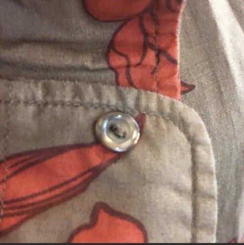 Cold Water Creek PM Brown Orange Button Down Cotton Top Blouse Shirt Petite Med - Picture 3 of 7