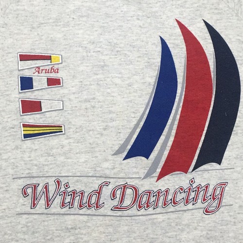 Vtg Aruba Jerzees XL Gray Wind Dancing Sailboat Sailing Sweatshirt EUC - Picture 2 of 9
