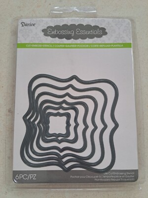 DARCIE Embossing Essentials verschachtelte Quadrate gestanzte Prägeschablone 6 Stück Brandneu in Verpackung 