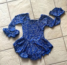 NEW Girls ROYAL BLUE Swirl SEQUIN Ruffle Competition FIGURE ICE SKATING DRESS